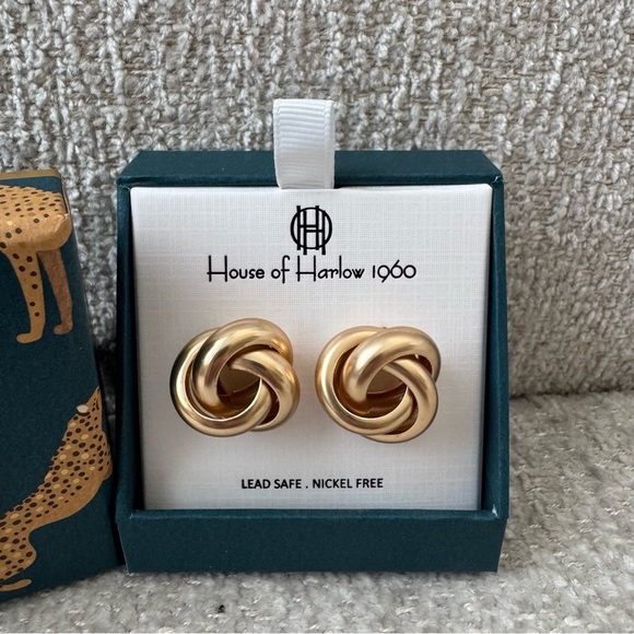 NEW House of Harlow 1960 Gold Knot Earrings - Picture 2 of 3